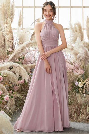 grime plissert chiffon brudepike kjole